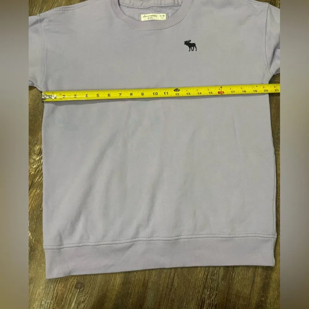 Abercrombie Kids Purple Crew Neck Pullover Sweatshirt 15/16 Fleece Lined Preppy
